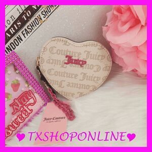 💗🌺{Juicy Couture}  pecan white with pink spring fling tab card wallet🌺💗 NWT